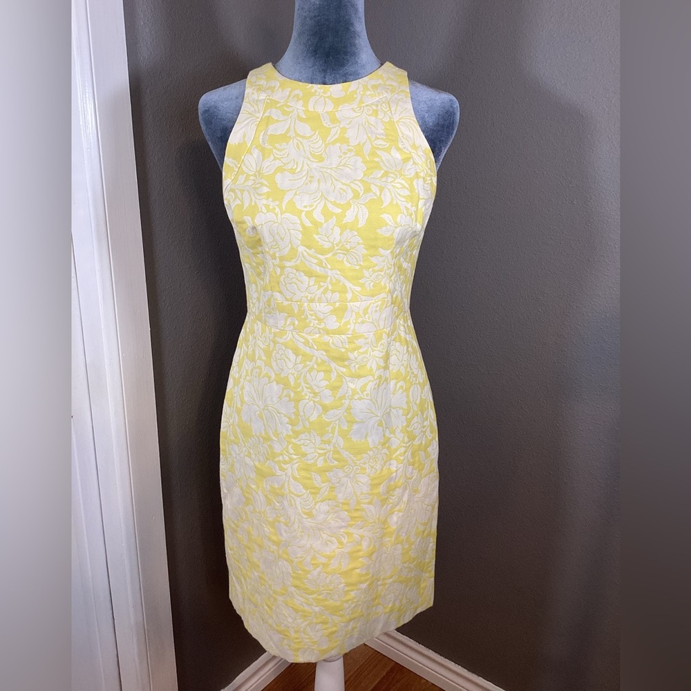 Ann Taylor Yellow Floral Jacquard Sheath Size 2P